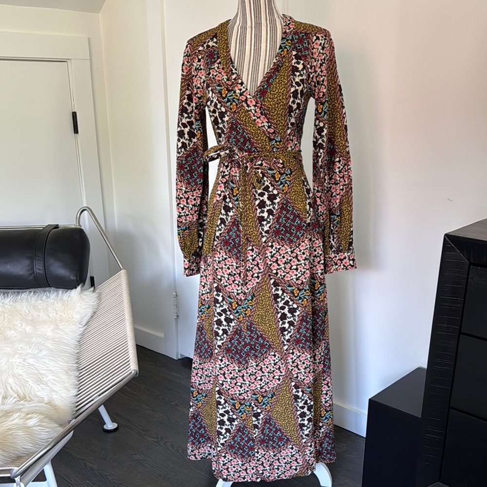 The Upside Multicolor Patchwork Wrap Dress - Nwot… - image 1